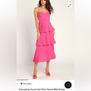 Cascading Crush Hot Pink Tiered Midi Dress